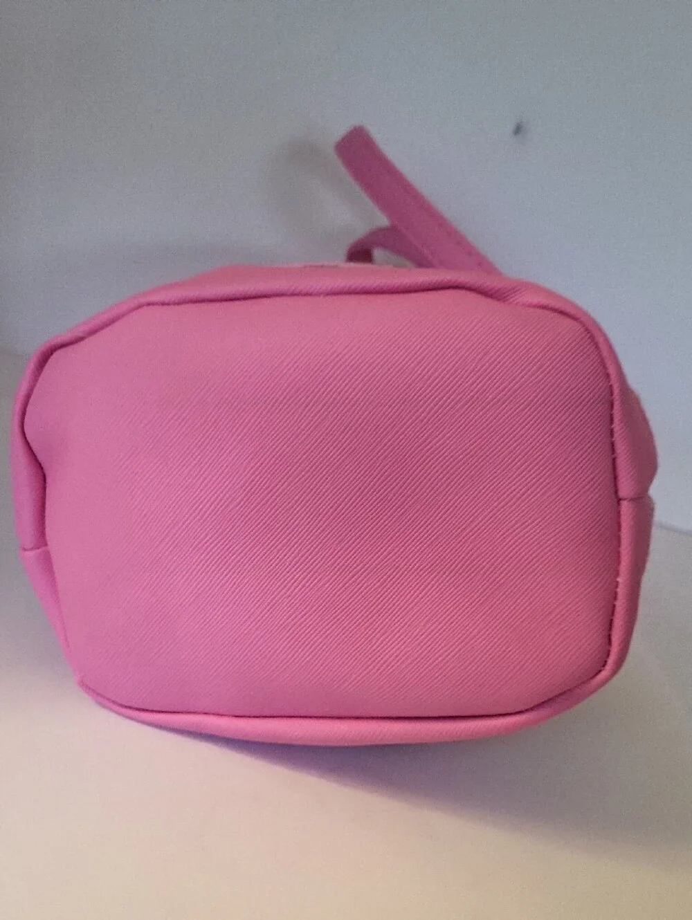 Pink Strawberry Shortcake Print Drawstring Mini Bucket Bag